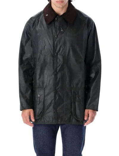 Barbour Beaufort Waxed Cotton Jacket Tartan Lined In Black