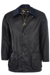 Barbour Badale Waxed-cotton Corduroy-collar Jacket In Blue