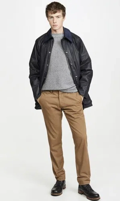 Pre-owned Barbour Beaufort Wax Jacket Size 44 Navy In Blue