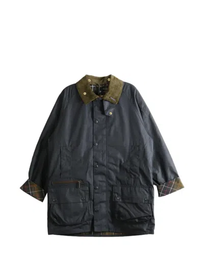 Barbour Beaufort Waxed Coat In Black