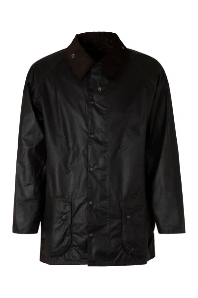 Barbour Beaufort Waxed Cotton Jacket In Black