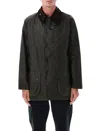 Barbour Beaufort Waxed Cotton Jacket Tartan Lined In Black