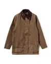 Barbour Beaufort Waxed Cotton Jacket With Iconic Design Elements In Brown