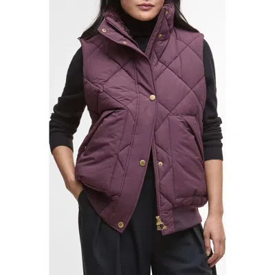 Barbour Becky Diamond Quilted Puffer Vest In Purple