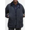 Barbour Bedale Check Corduroy Collar Wool Jacket In Blue