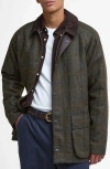Barbour Bedale Check Corduroy Collar Wool Jacket In Brown