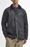 Barbour Bedale Check Wool Jacket In Charcoal