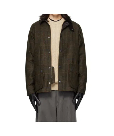 Barbour Bedale Checked Wool Jacket In Brown