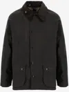 Barbour Relaxed Fit Waxed Jacket With Corduroy Collar In Black