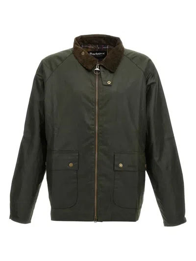 Barbour Bedale Corduroy-collar Short Jacket In Green