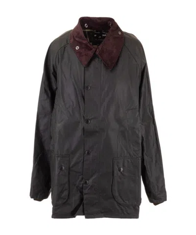 Barbour Bedale Corduroy-collar Wax Jacket In Black