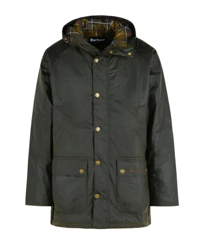 Barbour 'bedale' Dark Green Waxed Cotton Parka In White