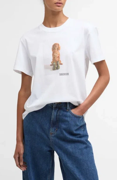 Barbour Bedale Cotton T Shirt With Print In White
