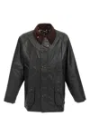 Barbour Beaufort Waxed Cotton Jacket With Corduroy Collar And Multiple Pockets