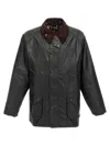 Barbour Beaufort Waxed Cotton Jacket With Corduroy Collar And Multiple Pockets