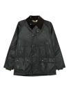Barbour Corduroy-collar Cotton-waxed Jacket In Black