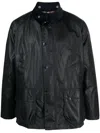 Barbour 'bedale' Jacket In Navy Blue Waxed Cotton  In Black