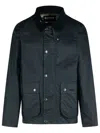 Barbour 'modified' Black Waxed Cotton Jacket In Navy