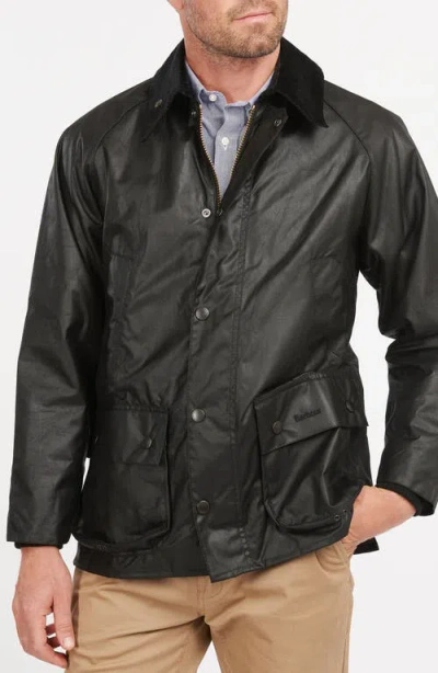 Barbour Bedale Water Resistant Waxed Cotton Jacket In Black