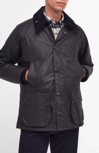 Barbour Bedale Water Resistant Waxed Cotton Jacket In Navy