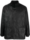 Barbour Faux-leather Snap-button Jacket In Black