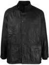 Barbour Faux-leather Snap-button Jacket In Black  