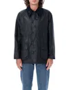 Barbour Dark Blue Embroidered Logo Jacket In Black