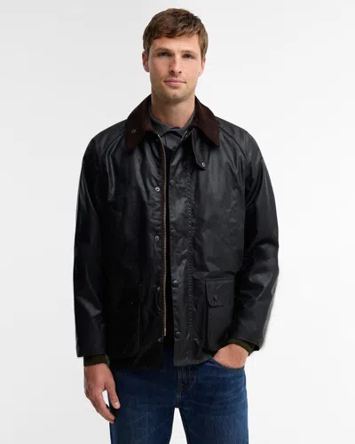 Barbour Bedale Waxed Cotton Jacket In Black