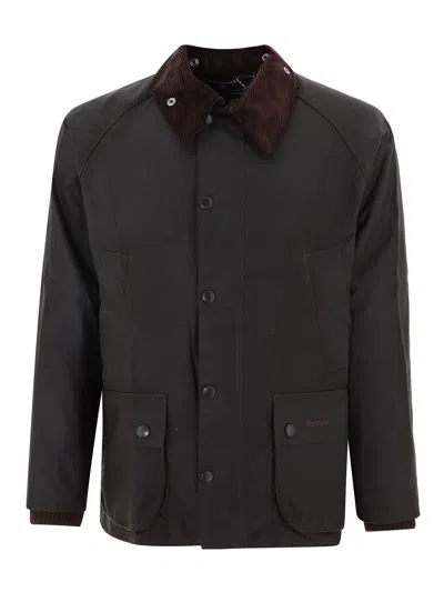 Barbour Bedale Waxed Cotton Jacket In Dark Green