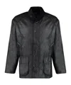 Barbour Waxed Cotton Jacket With Corduroy Collar In Black
