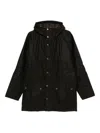 Barbour Hooded Snap-fit Coat In Black