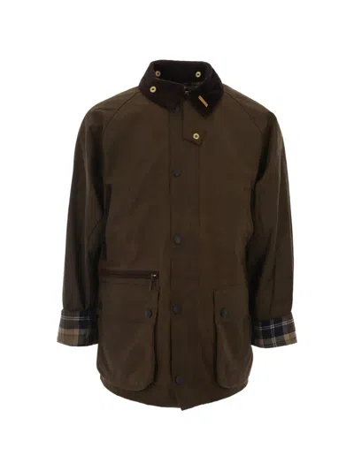 Barbour Bedale Waxed-cotton Corduroy-collar Jacket In Brown