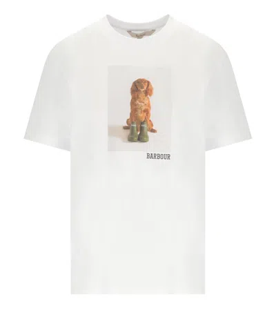 Barbour Bedale Cotton T Shirt With Print In White