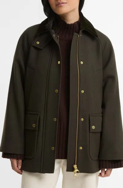 Barbour Bedale Wool Blend Coat In Green