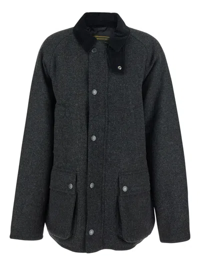 Barbour Bedale Wool Buttoned Coat In Black