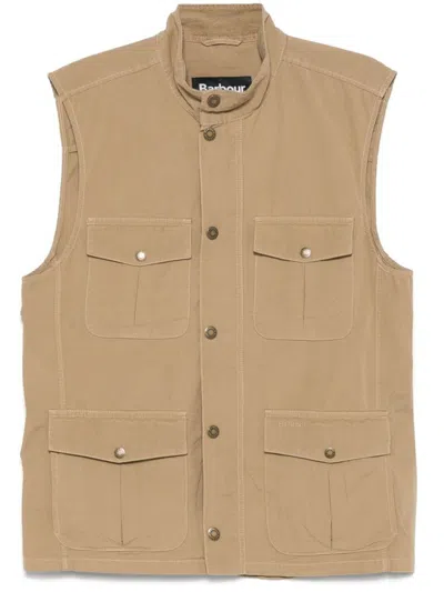 BARBOUR BEIGE 'CASUAL CORBRIDGE' VEST IN COTTON WITH POCKETS