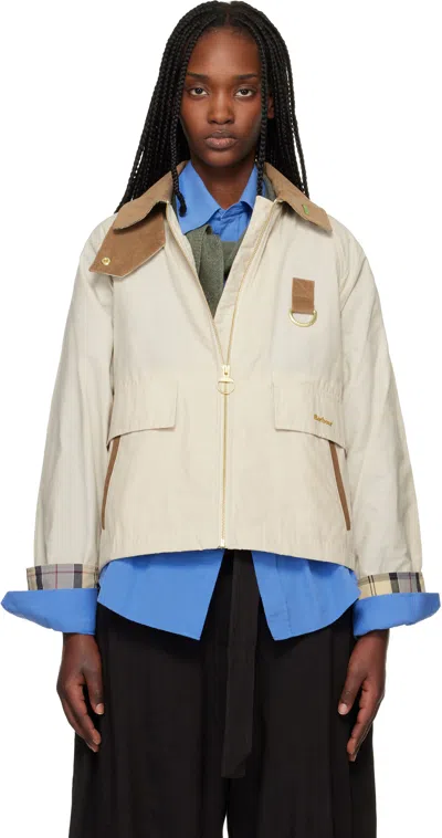 Barbour Beige Icons Spey Showerproof Jacket In White