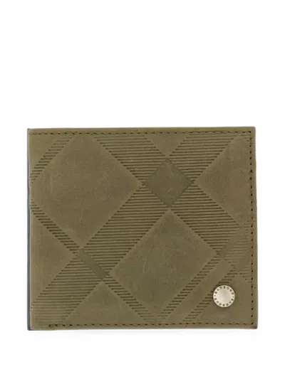 Barbour Beith Tartan-embossed Leather Wallet In Green