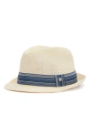 Barbour Belford Trilby Summer Fedora Hat In Ecru/ Blue