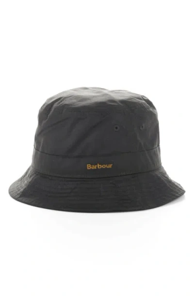 Barbour Belsay Waxed Cotton Bucket Hat In Black