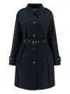 Barbour Belted Button-fastening Trench Coat In Blue