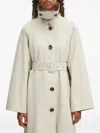 Barbour Belted Buttoned Coat In Neutral