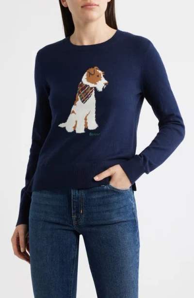 Barbour Berkley Intarsia Cotton & Cashmere Sweater In Navy