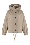 Barbour Cotton Jacket With Adjustable Drawstring Hem In Neutral