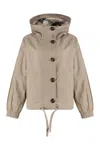Barbour Cotton Jacket With Adjustable Drawstring Hem In Neutral