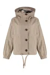 Barbour Cotton Jacket With Adjustable Drawstring Hem In Neutral