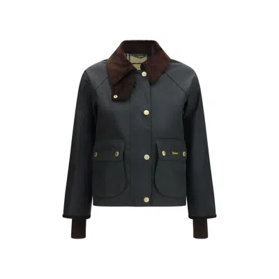 Barbour Bicolor Cotton Shell Jacket In Black