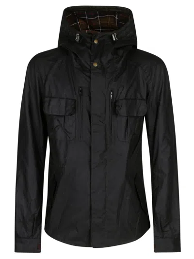 Barbour Cotton Hooded Jacket In Black