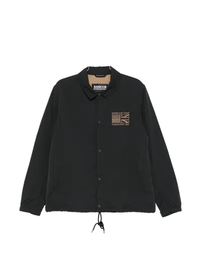 Barbour B. Intl Coach Logo-embroidered Shirt Jacket In Black