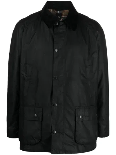 BARBOUR BLACK EMBROIDERED LOGO JACKET